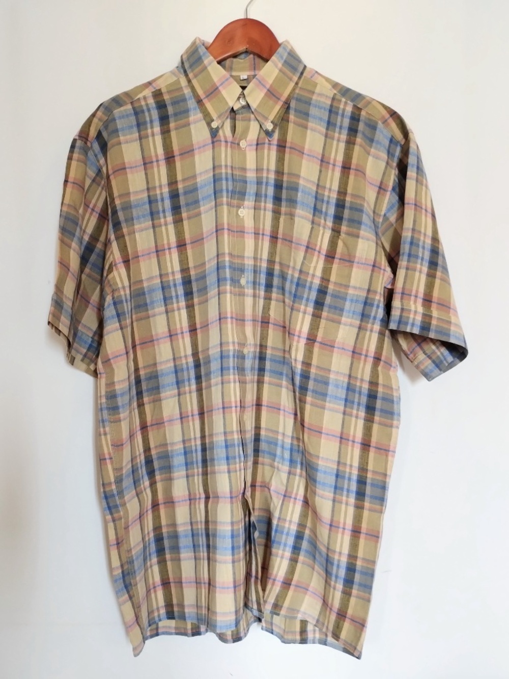 Green Tree Shirt Men Large Linen Multicolor Button Down Casual Made in Italy